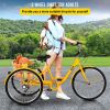 VEVOR Adult Tricycle 7 Speed Wheel Size Cruise Bike 26in Adjustable Trike with Bell, Brake System Cruiser Bicycles Large Size Basket for Shopping (Yel
