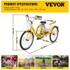 VEVOR Adult Tricycle 7 Speed Wheel Size Cruise Bike 26in Adjustable Trike with Bell, Brake System Cruiser Bicycles Large Size Basket for Shopping (Yel