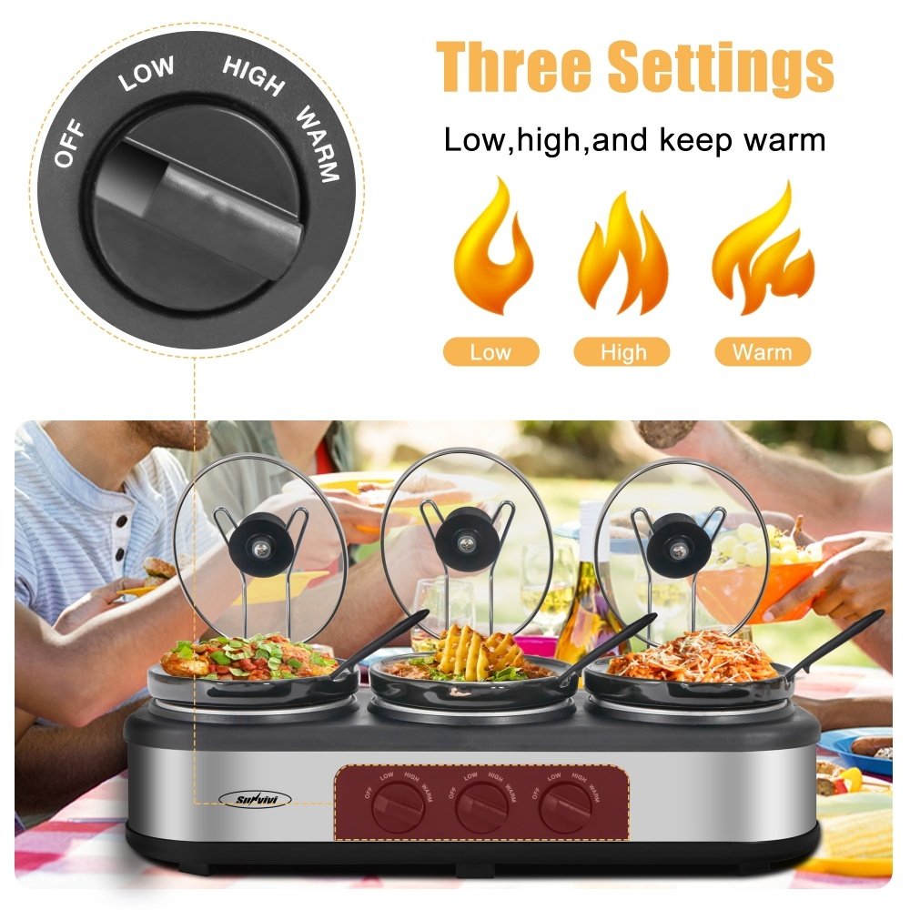 Silver 4.5 QT Electric Small Slow Cookers Portable Crock Pot 1.5 Quart ...